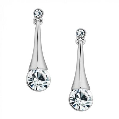 Silver crystal stick drop earring